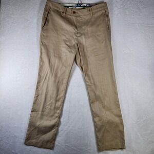 Tommy Bahama Mens 34x32 Khaki‎ Linen Blend Dress Pants Casual Trousers